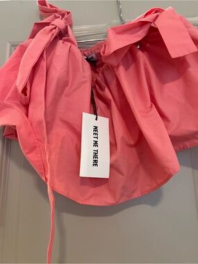 Coral Pink Tie-Shoulder Crop Top